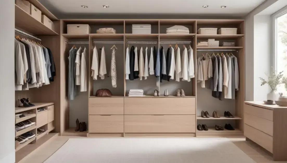 Benefícios de um closet aberto organizado