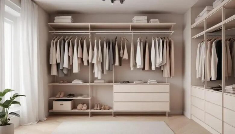 Femino: o closet aberto minimalista que valoriza a elegância da mulher